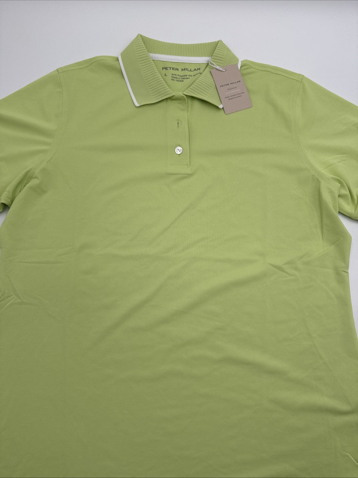$110 Peter Millar Women’s Whitworth Mesh Sport Polo Shirt- Lime-Size: Large -New