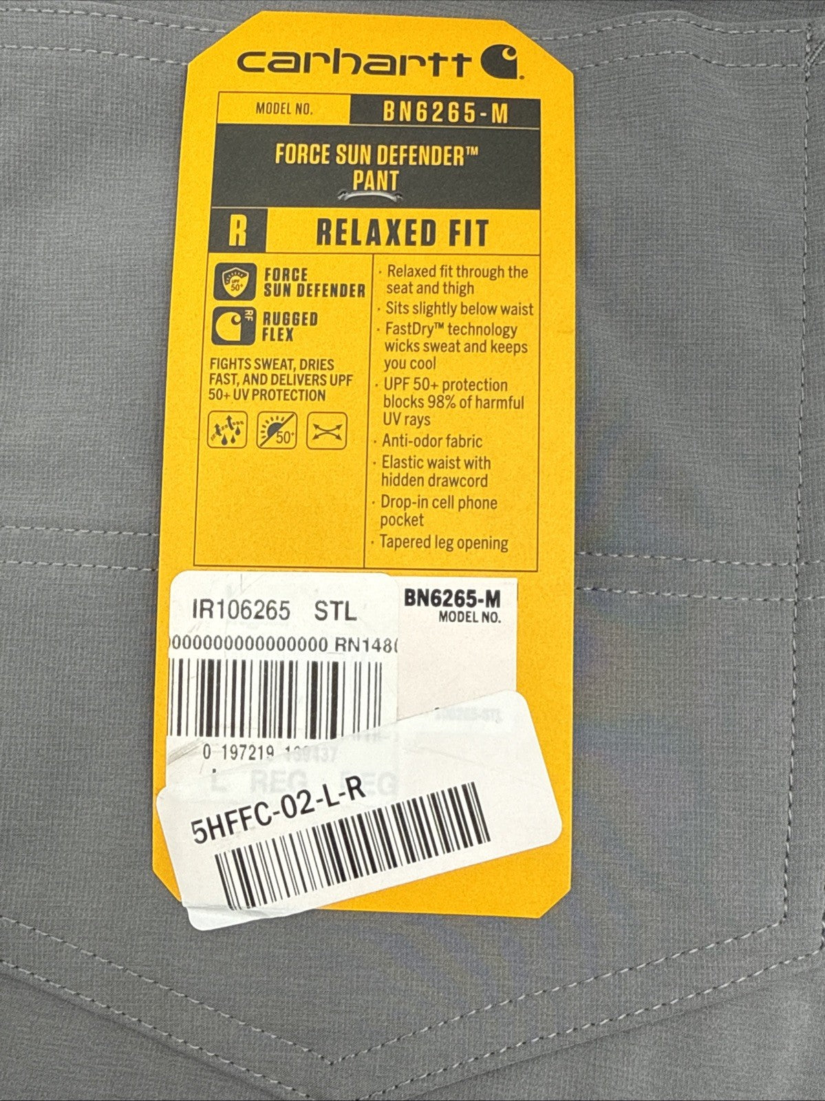 $98 Carhartt Men’s Force Sun Defender Lightweight Relaxed Fit Pants-Steel-Large