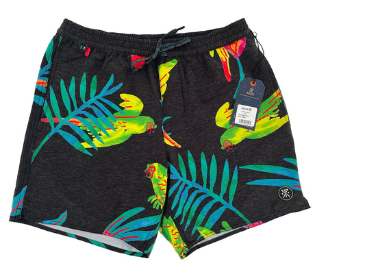 $66 Roark Men’s Shorey Macaw 16" -Parrot Print- Black- Small- New Tags