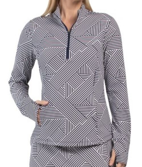 $110 Tommy Bahama Women’s 1/4 Geo Printed Popover Top - Blue - Small - New