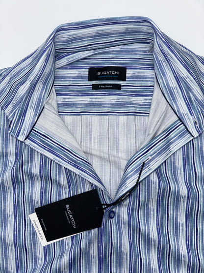 $150 Bugatchi Men's Button Up Shirt - Blue/White - Small - New With Tags