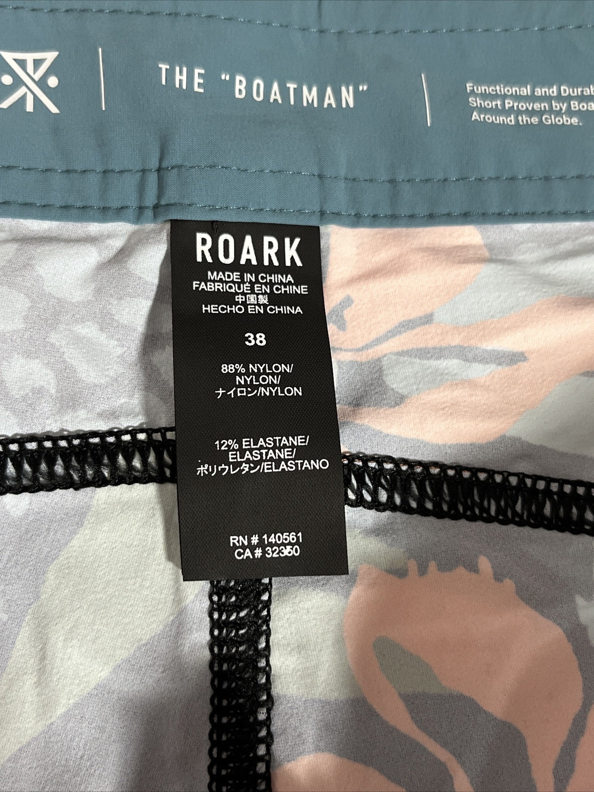 $89 Roark Men’s Boatman 2.0 Boardshorts 17" Shorts- Black Multi- Size: 38W-NEW