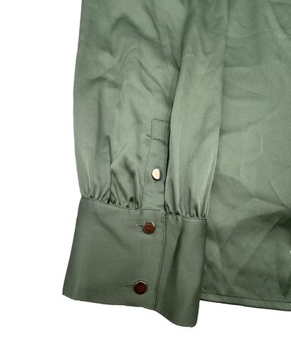 $79 WHBM Women’s-Button Blouse Shirt -Sage Green- XLarge-New Tag