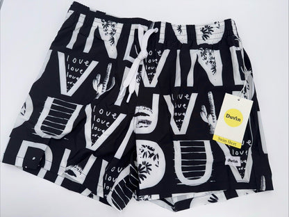 $65 Duvin Design Men's Cactus Swim Trunk Shorts - Black/White - Size: Medium-NEW