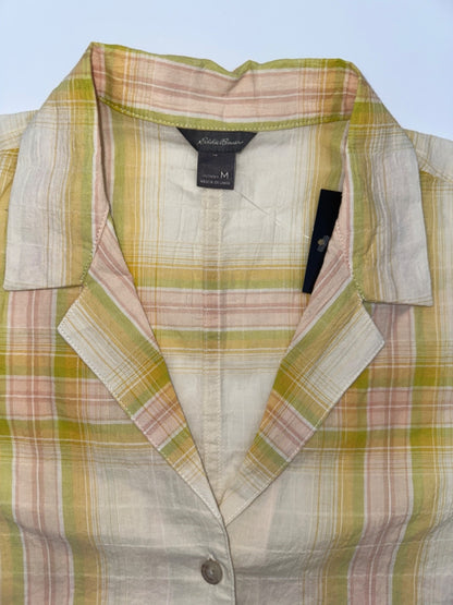 $60 Eddie Bauer Women’s Plaid Packable Camp Shirt - Gold Dust - Medium - New Tag