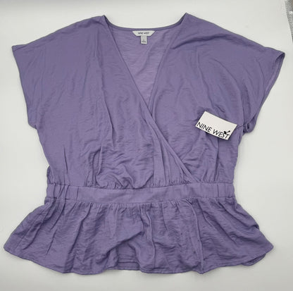 Nine West Women’s- Short Sleeve Flowy Blouse- Lavender- Large-New Tag