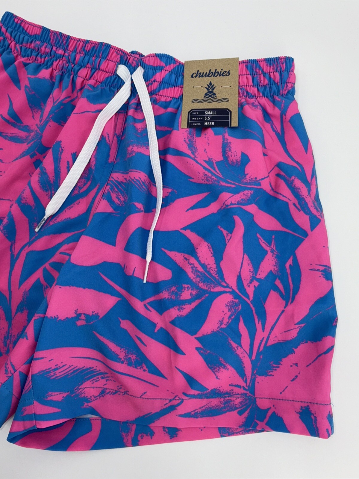 $70 Chubbies The Palm Springers 5.5" Inseam Swim Trunks-Pink/Blue-Small-New Tag