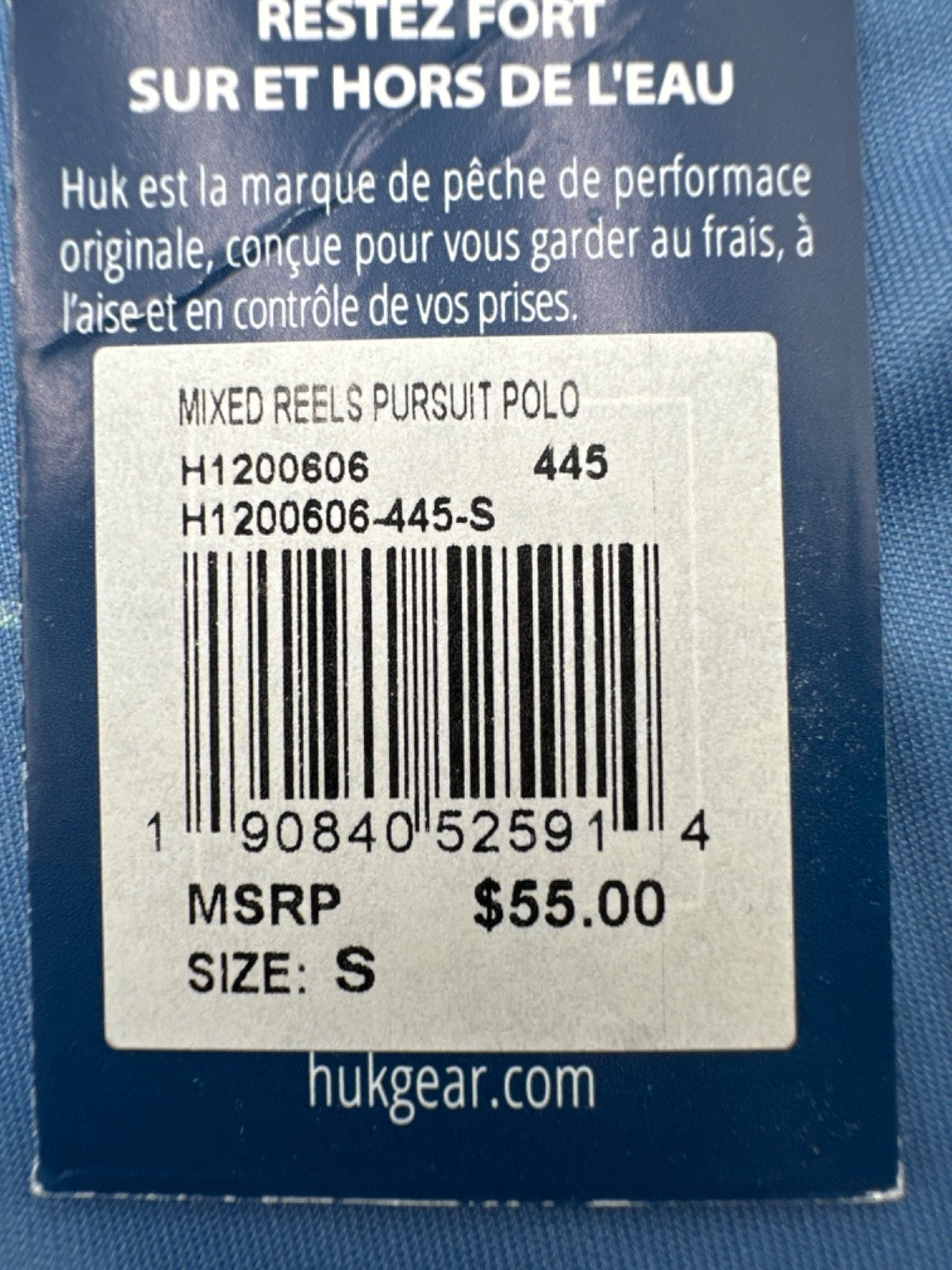 $55 Huk Men's Mixed Reels Pursuit Polo Shirt-Quiet Harbor -Small - New With Tag