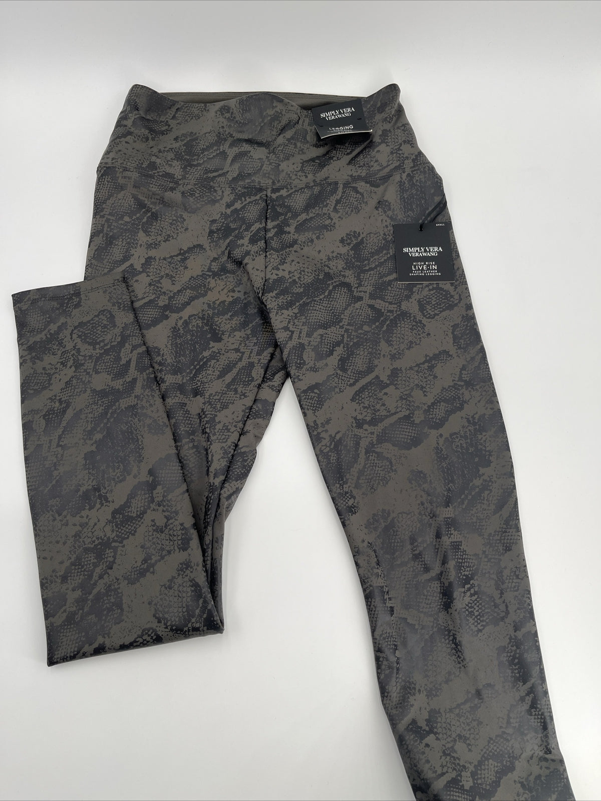 Simply Vera Wang Pants Women’s Faux Leather  Leggings-Charcoal Snake - Small-New