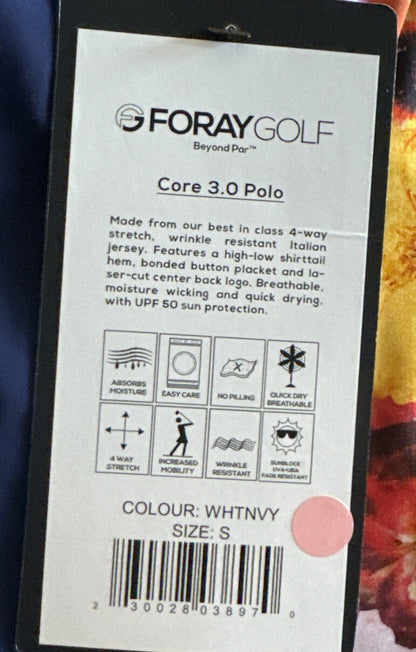 Foray Golf Women's Sleeveless Printed Back Golf Polo- Pressed Floral-Small- NWT
