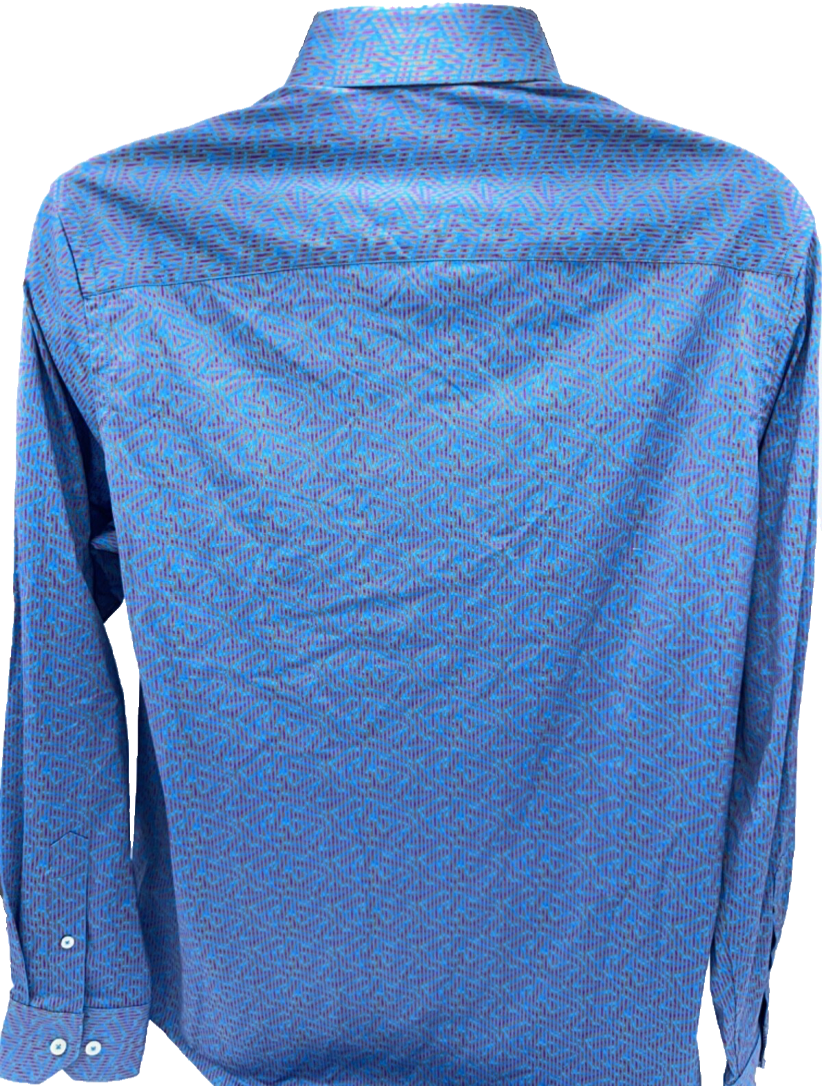 $149 Bugatchi Men's Long Sleeve Button Down Shirt - Blue/Orange/Purple - Medium