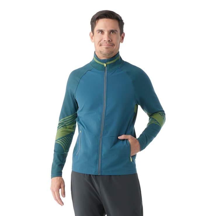$220 Smartwool Men’s Intraknit Active Jacket - Twilight Blue/Limeade - Medium