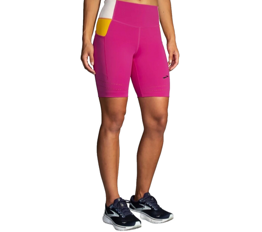 $64 Brooks Women’s Method 8” Tight Shorts - Mauve/Sand/Sundial-Small-New Tag