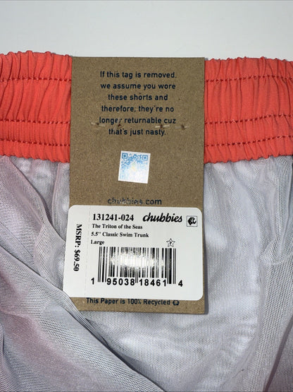 $70 Chubbies The Triton Of Sea 5.5" Inseam Swim Trunks- Blue -Large -New Tag