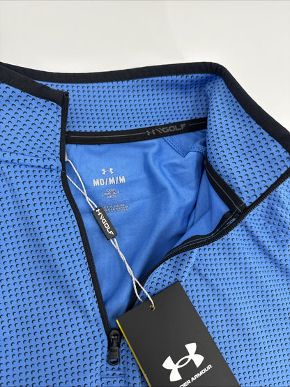 $75 Under Armour Men’s T2 Half Moons Print 1/4 Zip Golf Top - Blue- Medium -New