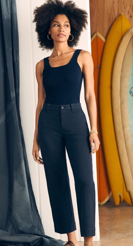 $178 Faherty Women’s Coastline Stretch Chino Pants - Navy - Size:  12 - New Tags