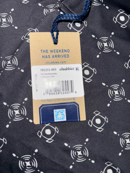 $60 Chubbies Men’s Polo Shirt The Bandanarama Performance- Black -Medium-New