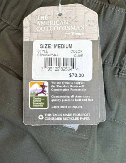 $70 The American Outdoorsman Women’s Convertible Trail Pants -Olive- Medium-New