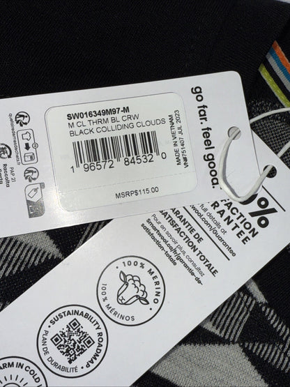 $115 Smartwool Men's Classic Base Layer Merino Crew - Black Clouds - Medium -NEW