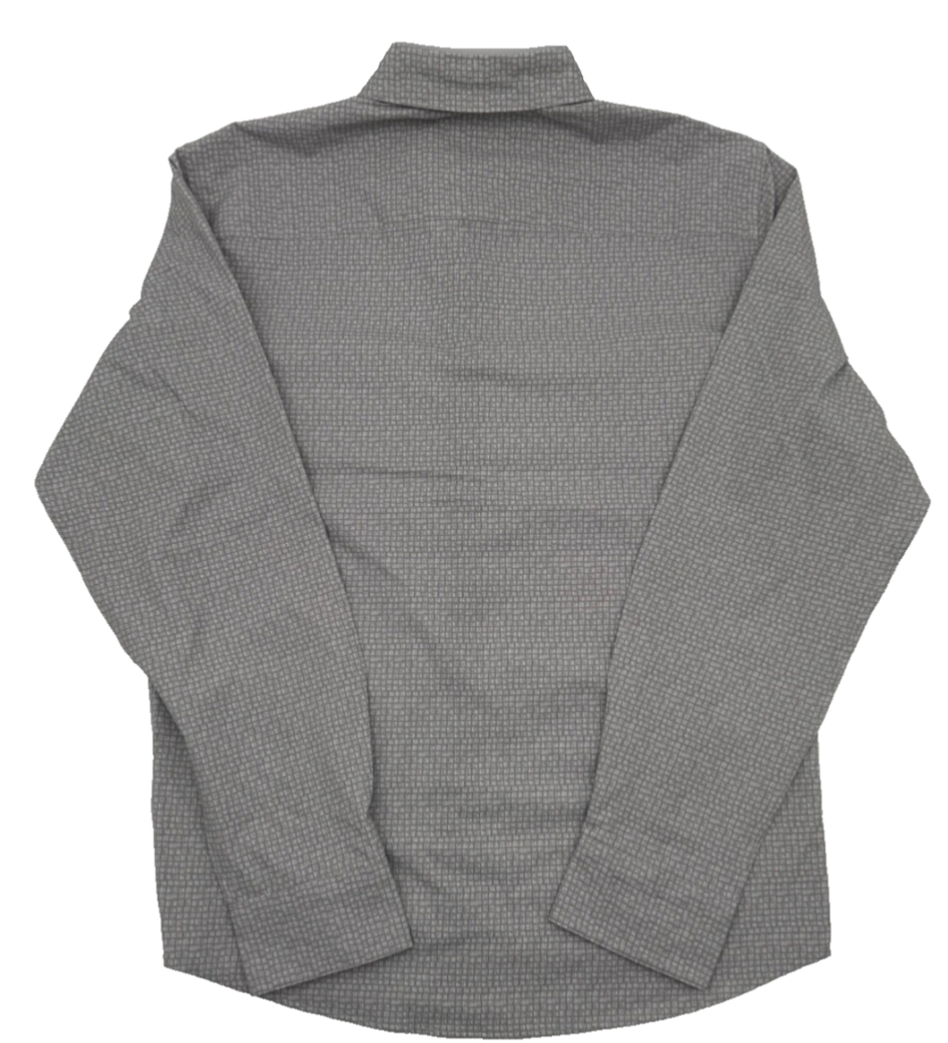 $35 FLX Men’s-Performance Untucked-Fit Long Sleeve Button Down Shirt-Gray-Small