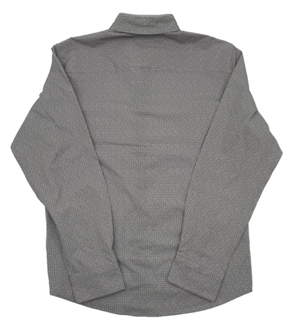 $35 FLX Men’s-Performance Untucked-Fit Long Sleeve Button Down Shirt-Gray-Small