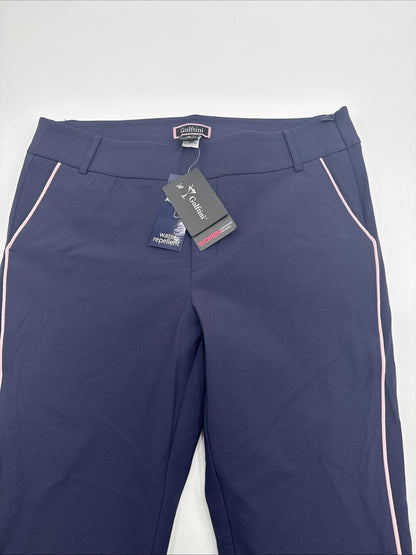 $158 Golftini Ankle Pant Side Stripes Golf Pants- Navy/Pink-Medium-New Tags