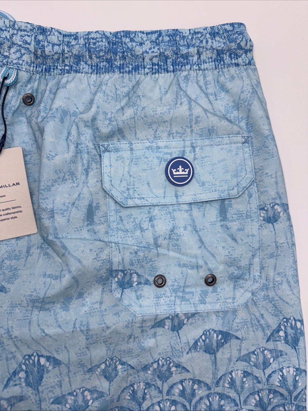 $100 Peter Millar Men’s Tropical Stingray Swim Trunks - Blue- Large- NWT