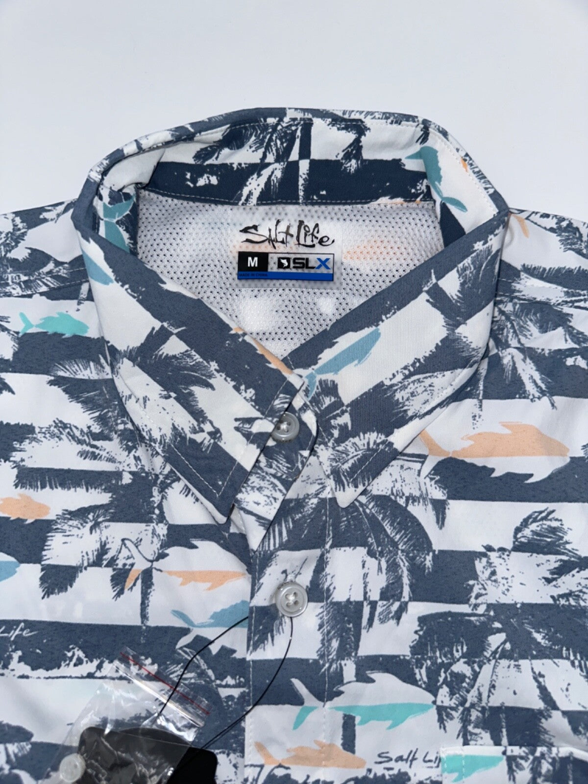 $72 Salt Life Men's Sunshine Button Down Shirt - Elemental Blue - Medium - New