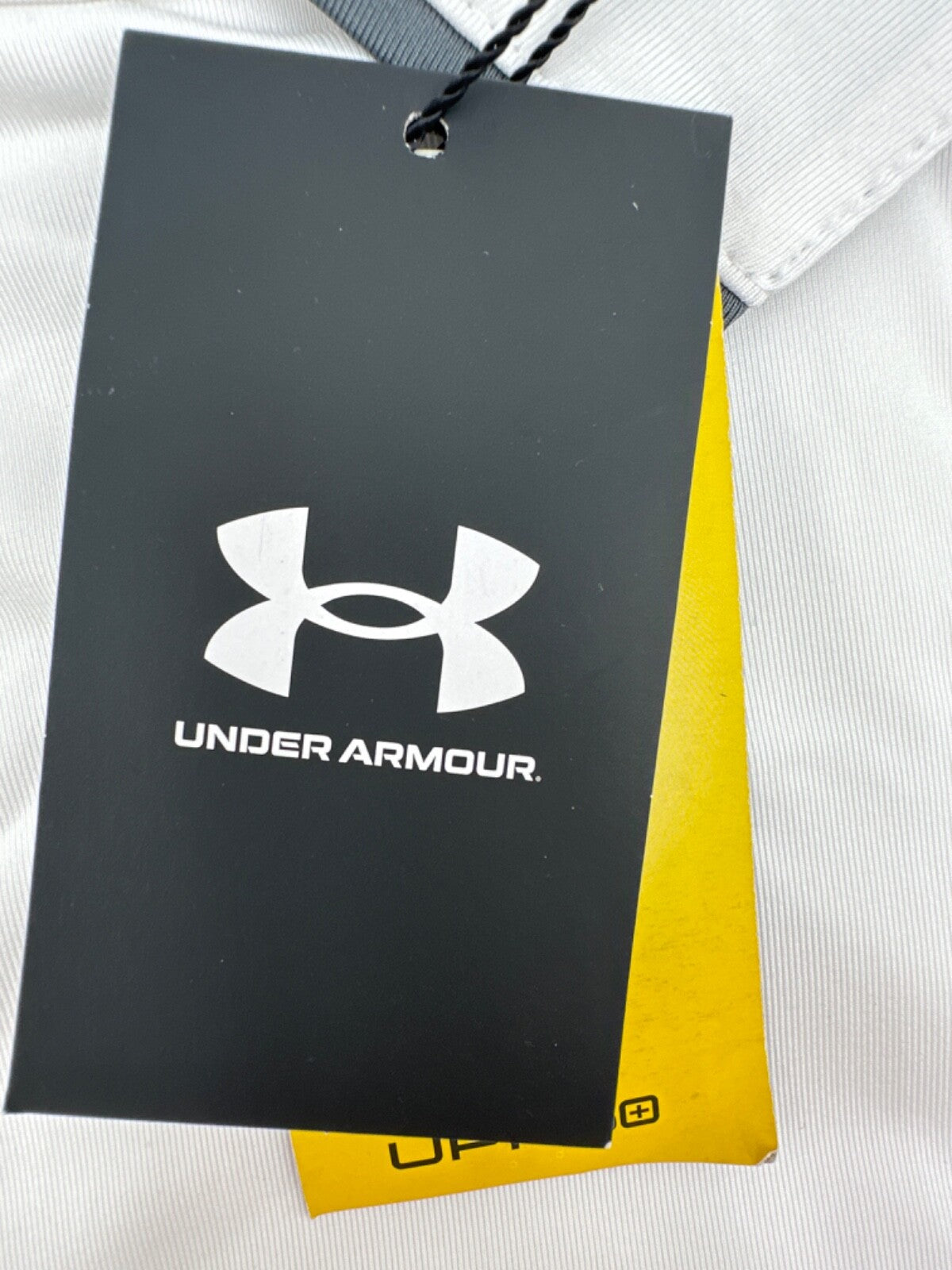 $65 Under Armour Men's T2 Green Tipped Polo - White/Grey - Medium -New With Tag