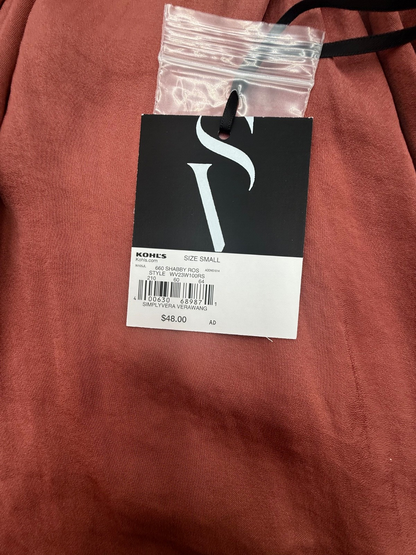 $48 Simply Vera Wang Women’s-Rolled Popover Top Shirt- Rose- Small-New Tag