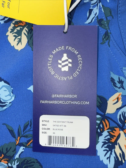 $68 Fair Harbor Men’s The Sextant Casual Swim Trunks-Blue Rose -36W-New
