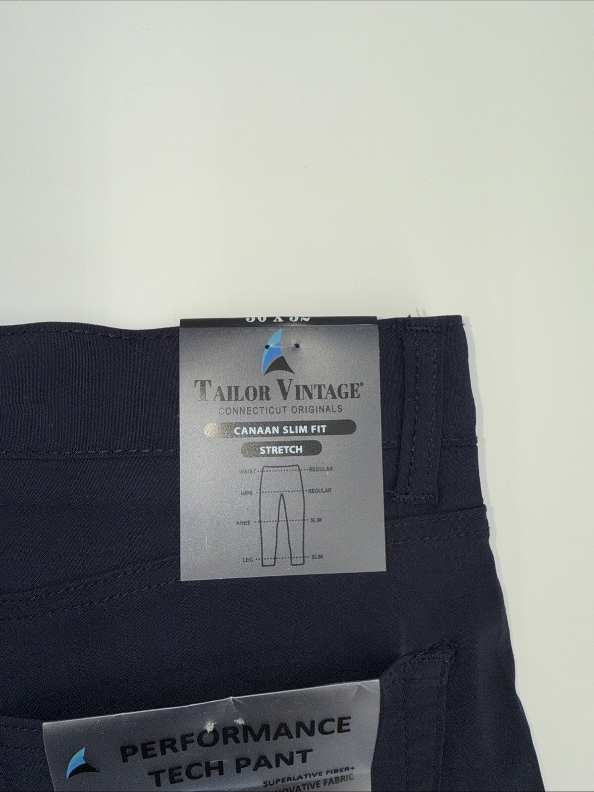 $108 Tailor Vintage Men's Canaan Performance Tech Pants Slim Fit- Navy -30W 32L