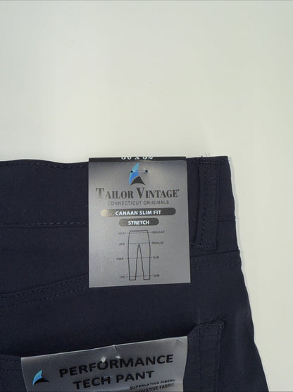 $108 Tailor Vintage Men's Canaan Performance Tech Pants Slim Fit- Navy -30W 32L