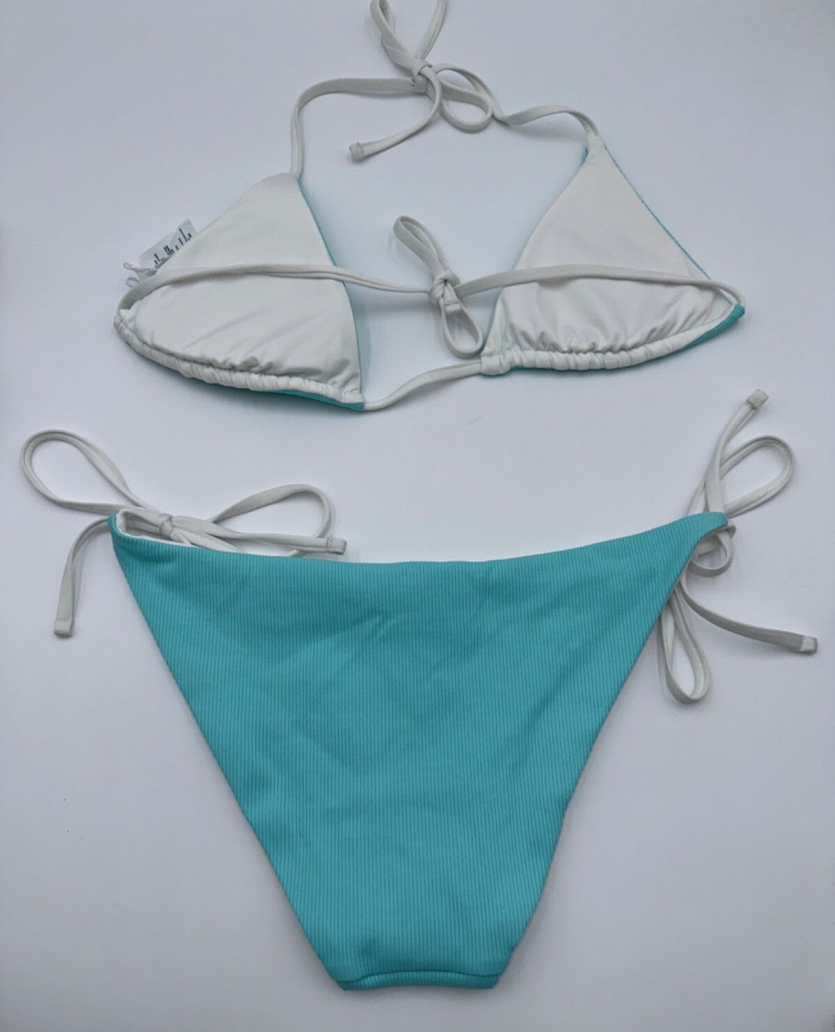 $128 Lucky Brand Women’s 2pc Reversible Swim Suit - Cyan - Medium -New With Tag