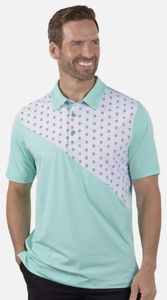 Covel Men’s Rick Oasis Crest Polo Golf Shirt - Mint Green- Large- NWT