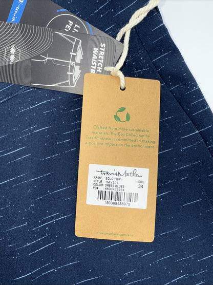 $89 Travis Mathew Men’s Solo Trip 9” Shorts - Dress Blues - 34W - NWT