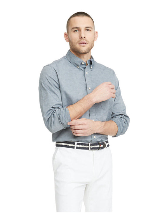 Tommy Hilfiger Men’s Capote Classic Fit Dress Shirt-Navy-Small- New Tags $75