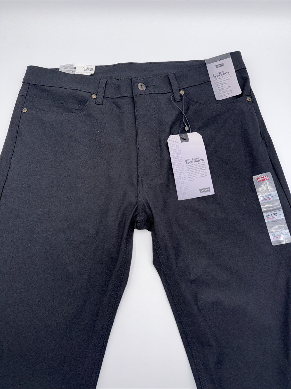 $70 Levi's Men's 511 Slim Tech Pants Stretch A92130010- Black- 36W 30L - New Tag