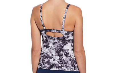 $66 Nike Women's Floral Tie Dye V Neck Tankini Swim Top - Black - Small - New