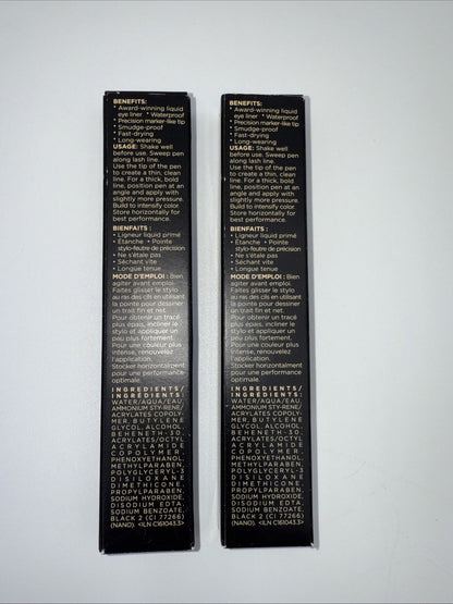 2 PACK Stila Stay All Day Waterproof Liquid Eye Liner “Intense Black” Full Size