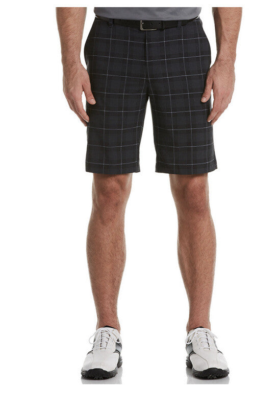 Grand Slam Performance 360 Stretch Plaid Golf Shorts Mens-Caviar Black-Size 32W-