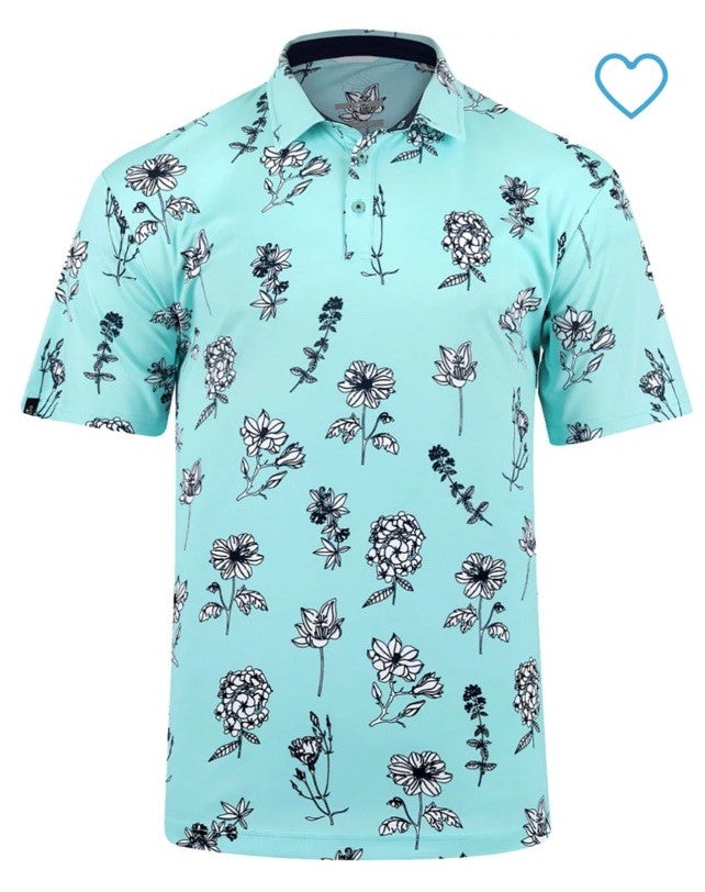 $68 Swannies Men’s Golf Epp Polo Shirt-Aqua/White- Medium - New Tags