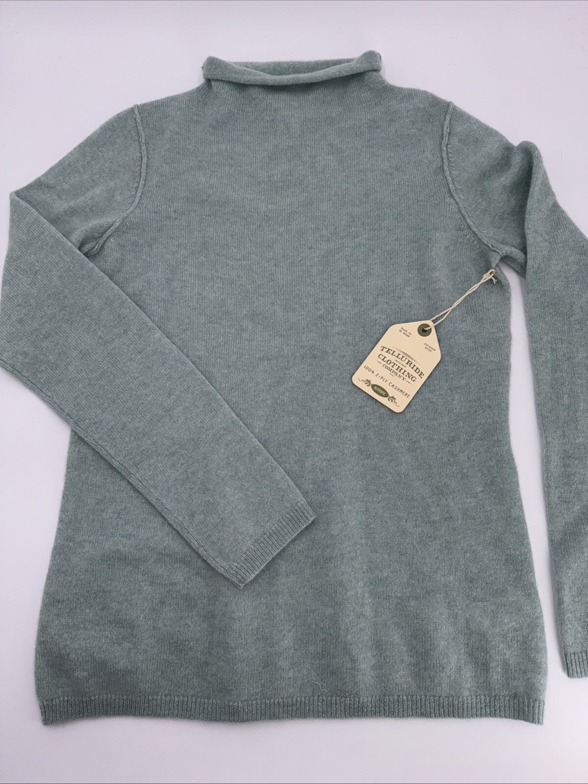 Telluride Clothing Company 2 Ply Cashmere Funnel Neck Sweater-Pistachio-Medium