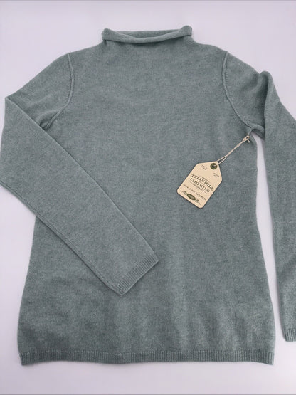 Telluride Clothing Company 2 Ply Cashmere Funnel Neck Sweater-Pistachio-Medium