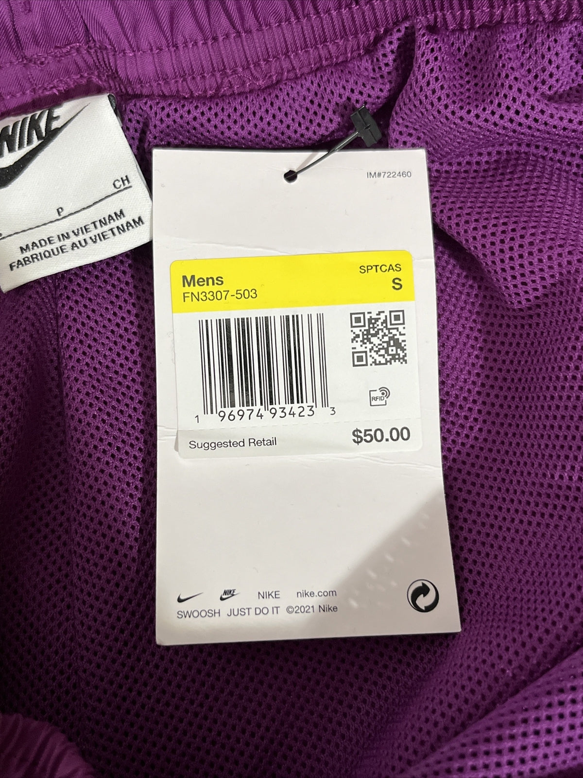 New Arrival* Nike Men’s Woven Lined Flow Shorts FN3307- Purple-Small -New $50