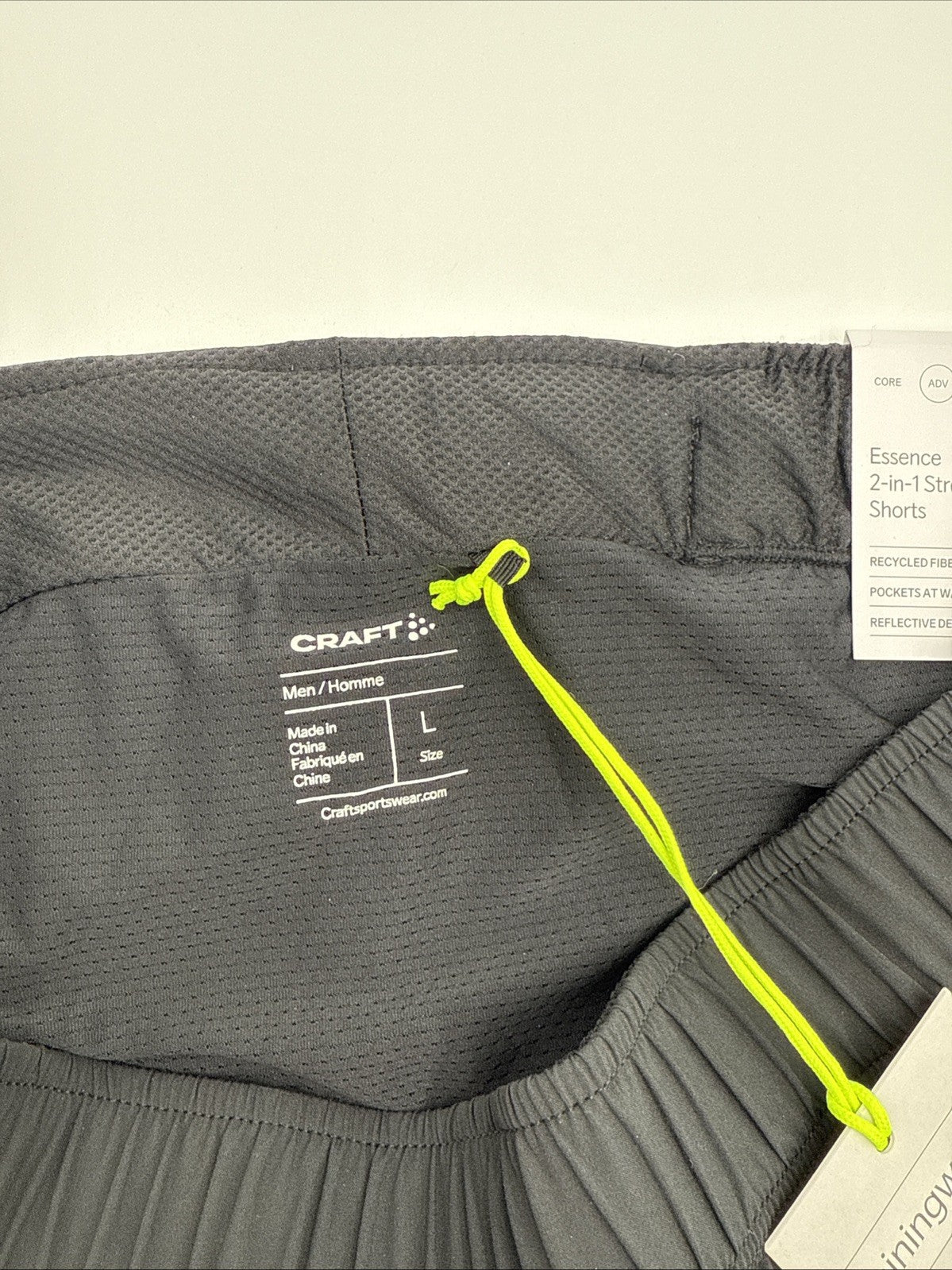 $65 Craft Men’s Adv Essence 2-in-1 Stretch Shorts- Black- Large - New with tag
