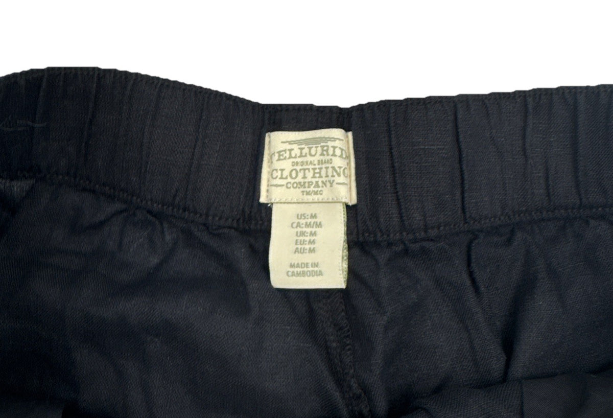 Telluride Clothing Company Women’s 100% Linen Pull-On Shorts-Black- Size: Medium