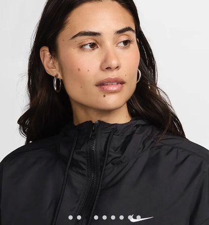 $76 Nike Women's Woven Oversized Hooded Jacket FV6298-010 -Black- Large - New