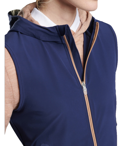 $170 Peter Millar Women’s Full-Zip Hooded Sleeveless Vest - Navy - Small- New