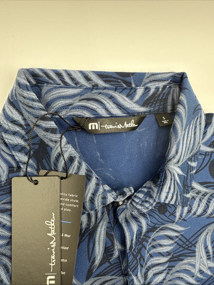 $95 TRAVIS MATHEW Men’s Mountain Down Cotton Blend Golf Polo-Estate Blue-Small